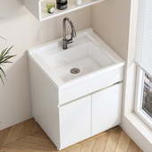 家用小户型洗衣槽 浴室柜洗手盆带搓板水池柜 铝合金阳台柜 落地式