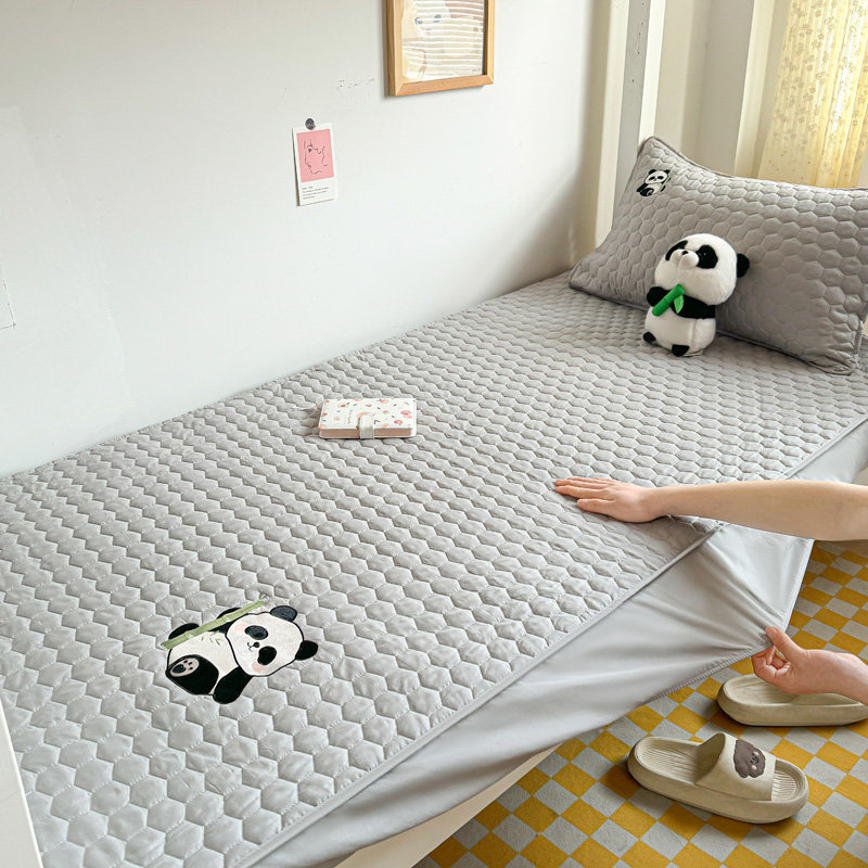 A类原棉学生宿舍专用床笠90x200大豆抗菌纯色刺绣夹棉床罩防尘罩