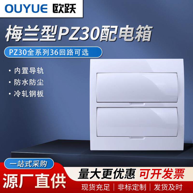 源厂提供配电箱36回路可选ABS材质内置导轨PZ30系列梅兰型配电箱