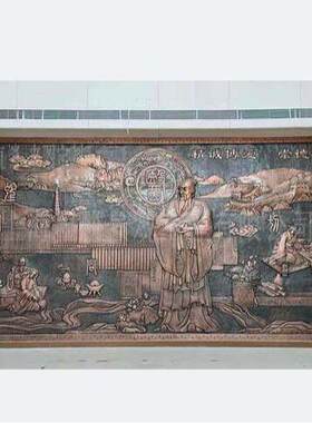 医学文化紫铜锻造壁画传统中医人物浮雕大厅玻璃钢仿铜装饰壁画