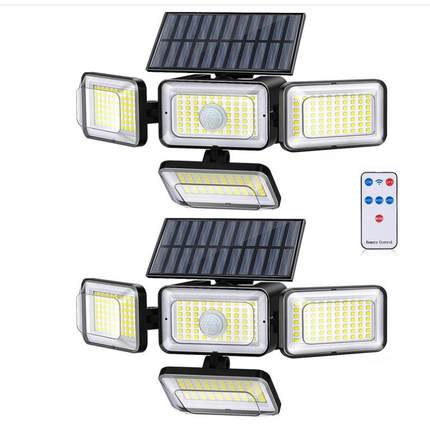 太阳能安防4头一体/分体太阳能感应车库288LED感应壁灯带红外遥控