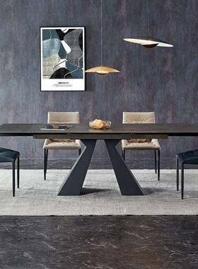 TXP2岩板伸缩餐桌简约现代长方形设计师意式极简餐桌椅组合可拉伸