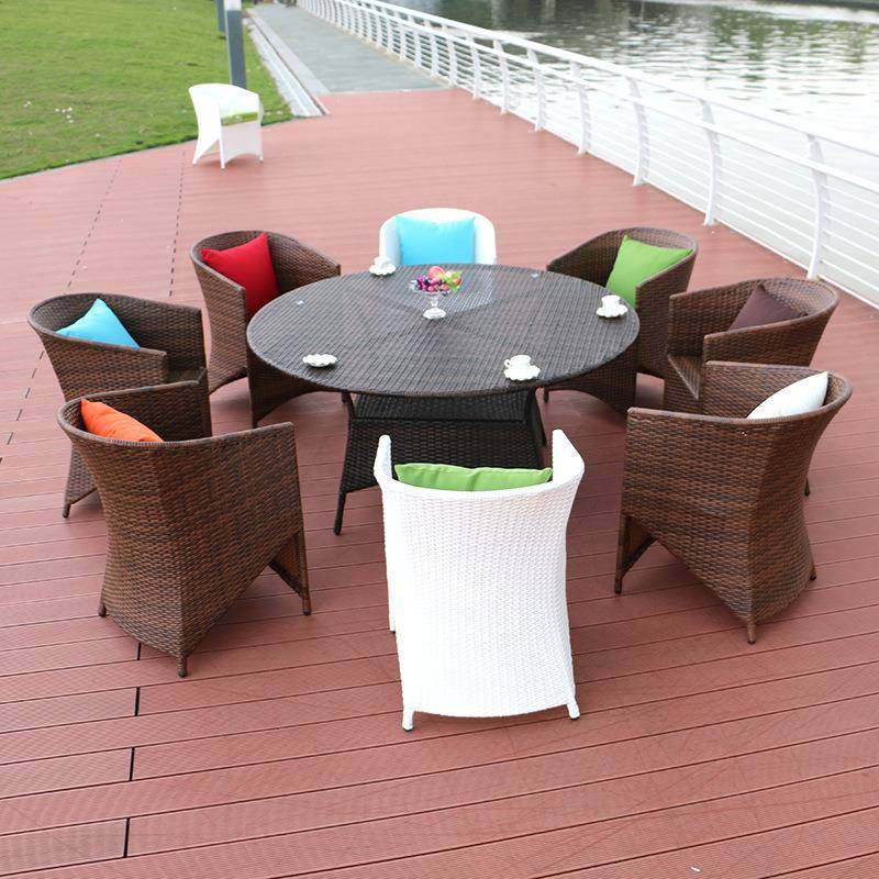户外藤椅五件套庭院藤编室外圆桌组合阳台休闲桌椅PE仿藤家具