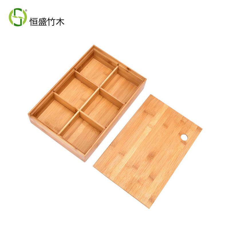 恒盛竹木家用分格带盖干果盘糖果瓜子盘坚果盒杂锦盒