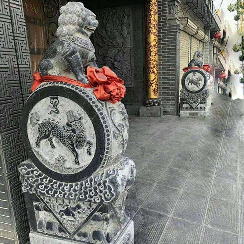 厂家直销青石抱鼓石 动物图案石鼓 门枕石鼓