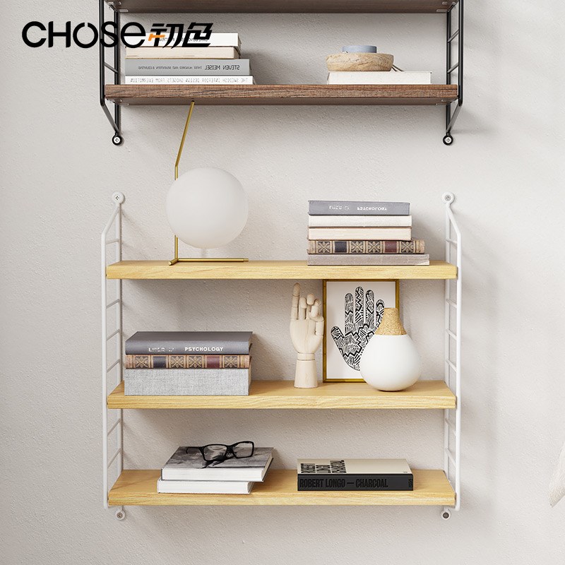 15N墙上置物架铁艺免打孔客厅电视墙面装饰隔板床位置物架子挂壁