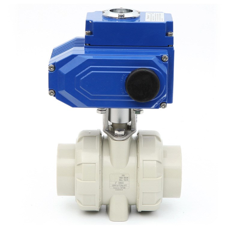 PPH电动球阀DN15-DN100 PP电动球阀 PPR电动双活接球阀电动排水阀