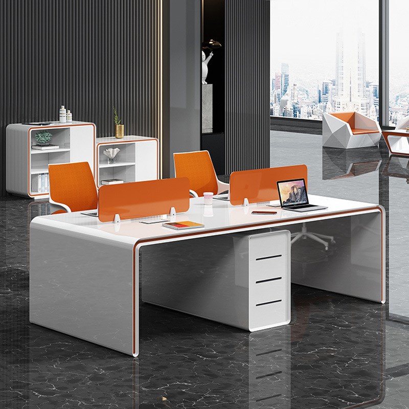 烤漆职员桌办公桌椅组合简约现代员工桌办公室工位4/6人位电脑桌