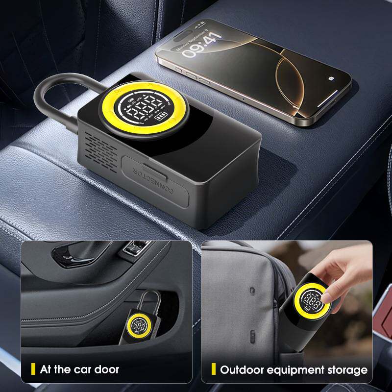 无线车载充气泵便携充气筒智能数显胎压检测电动自行车迷你打气泵