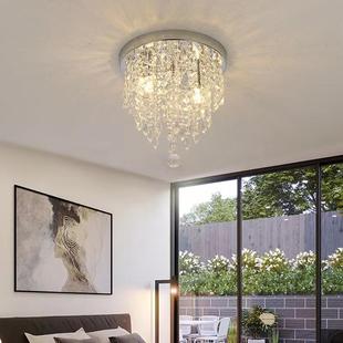 跨式 镜电商LED水晶过道灯玄关圆形水晶美吊灯走轻82166奢廊水晶吸