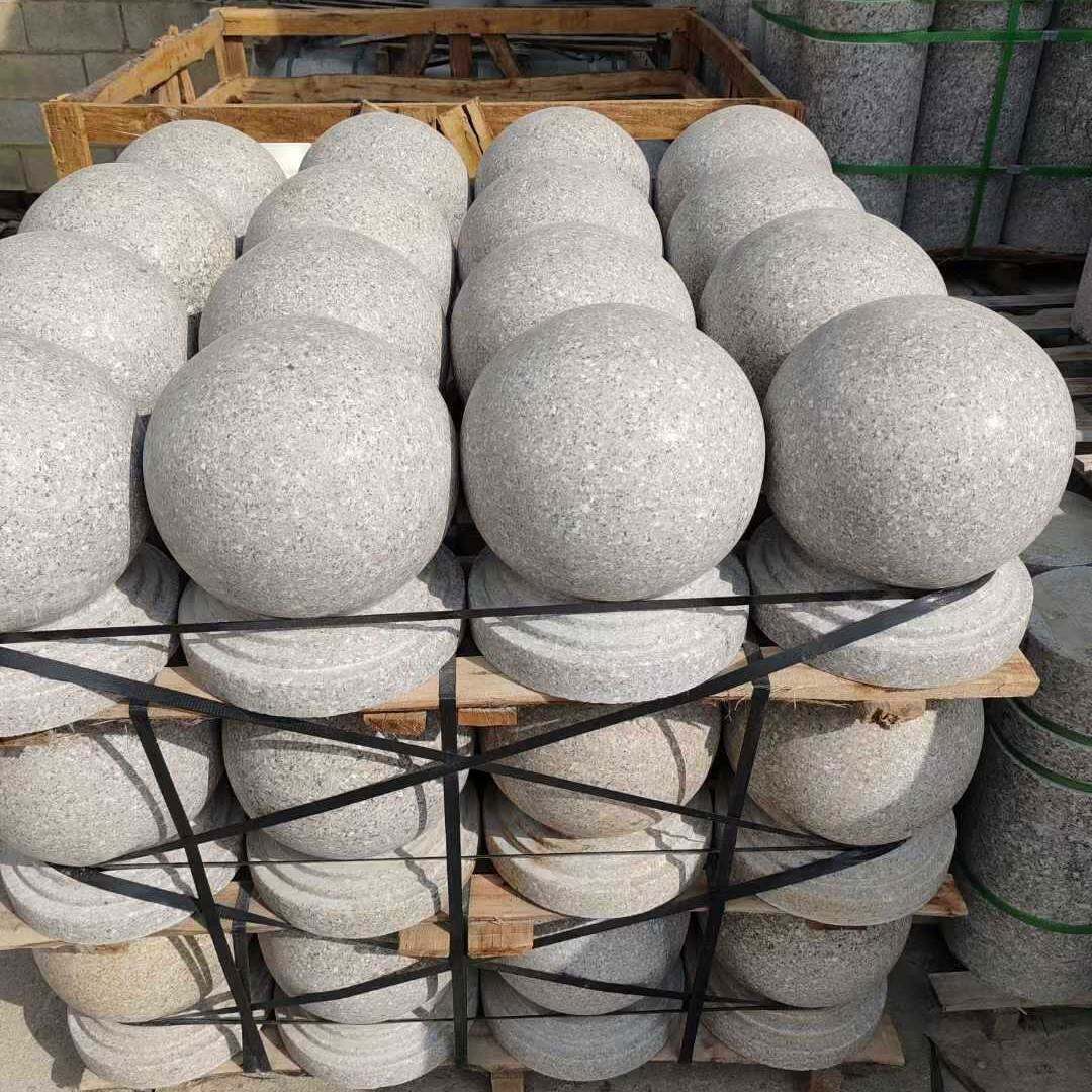 G602芝麻白挡车球 路口拦路石 白麻石材源头工厂