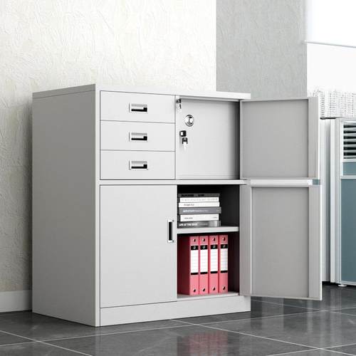 985分下对开具门文件柜办公室铁间皮柜档案柜矮柜车工节柜储物柜