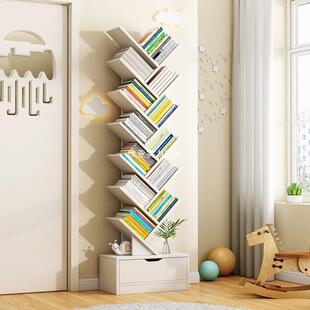 易形小简书架卧室用落地置树物架客厅柜子收纳LHF架家多层创意窄