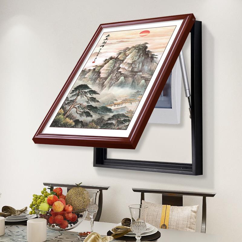 迎客电电表箱松装画新BQ712031中式免打孔竖款配电箱挂饰画闸箱开