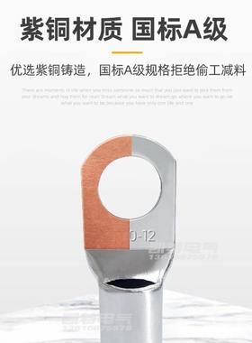 C铜鼻子4/6/0/子16/25/35/5S0/77050/95平方窥口镀锡压线耳接线端