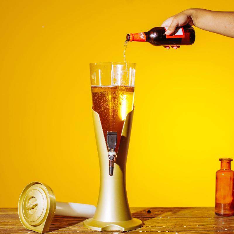 自助餐厅网桌面红啤酒分配器塔啤dd半盏冷料机加冰饮果汁桶3升出