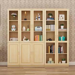 DTX实柜书现代简约带玻璃门收纳文件木组展示柜家用学生合储物书