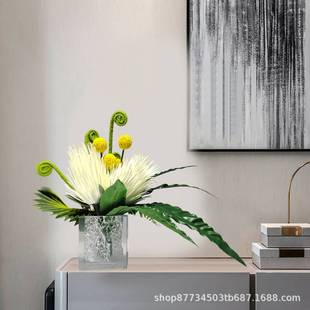 现代轻奢酒店样板间餐厅茶几花艺摆件售楼处接待桌洽谈仿真花摆设