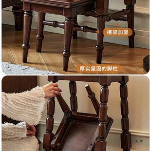 美式复古风实木梯凳子两用全核桃木家用客厅可折叠二步登高小凳子