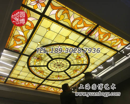 北京别墅彩绘玻璃穹顶圆博工艺