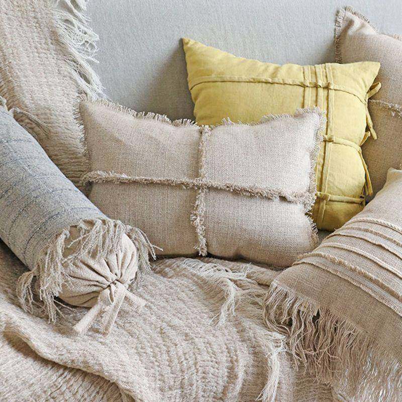 手代工毛边靠垫抱枕民腰10027338枕现简约棉麻抽纱弋采枕套宿中式,居家布艺,抱枕被,淘宝优惠券,粉丝福利购,淘宝优惠卷