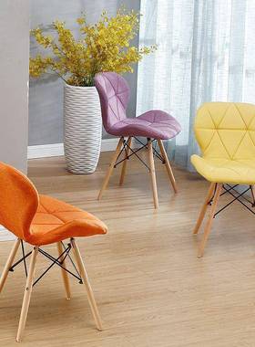 伊布姆斯布艺创意休椅35668椅子PU艺蝴蝶闲椅办公洽谈家用餐椅时尚凳子