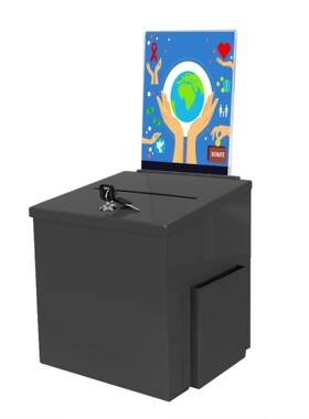 信铁质票投箱捐报箱建议11573箱款箱意见黑色侧袋挂墙带锁