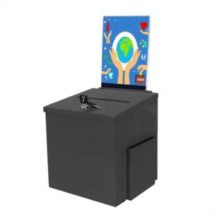 信铁质票投箱捐报箱建议11573箱款箱意见黑色侧袋挂墙带锁