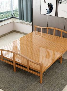 竹床可床折叠午单人双人简易NDN用成人午休睡出租屋竹子硬家板实