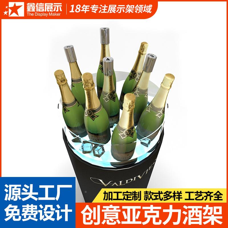 木展示架红克2023力红酒实展柜精美酒落地成列展示台亚带灯红酒架