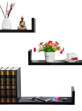 创意U形墙上的物架隔板书架客厅电饰视墙壁MDF22101置挂装架搁货