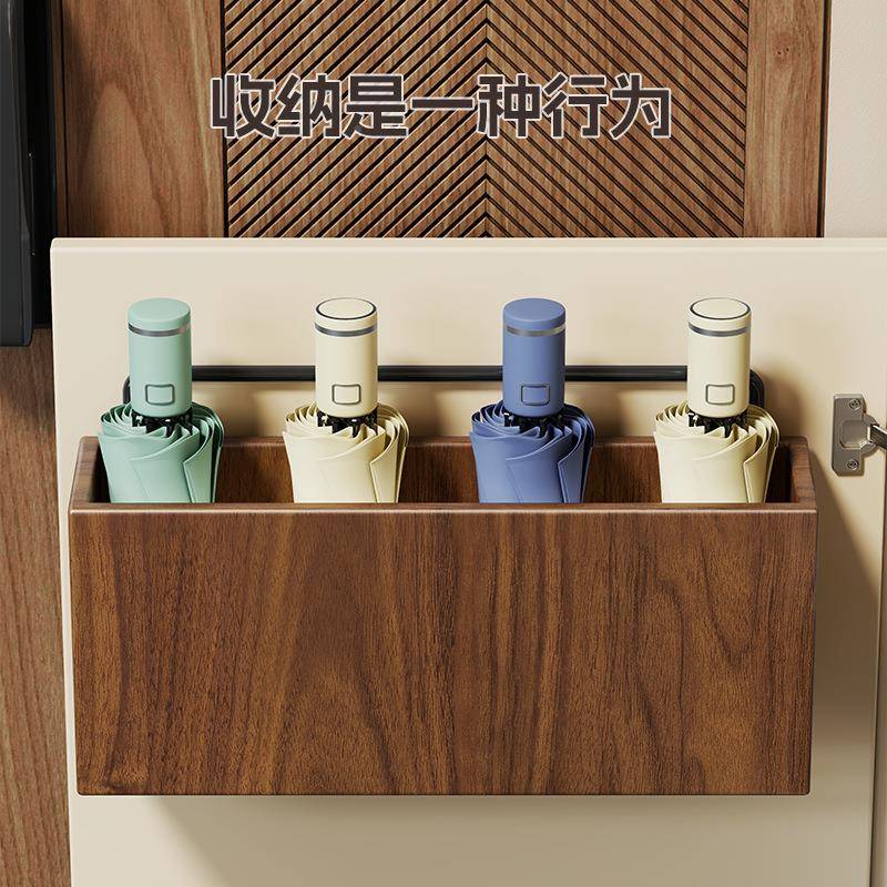 实木壁雨伞门收纳挂架家整用免打孔放伞置物架入户口雨896伞架理