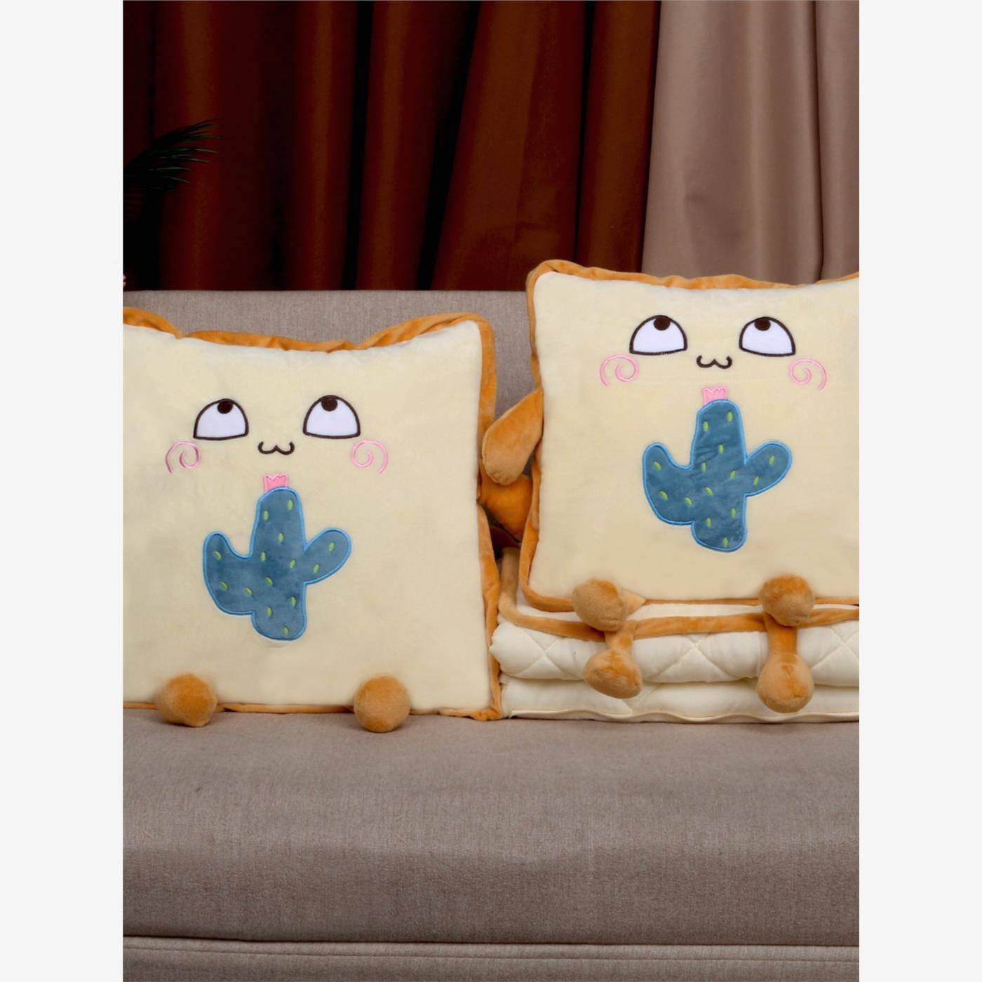 抱被子两用午001休枕厚车折叠车用枕头办公加汽室午睡毯子二合一