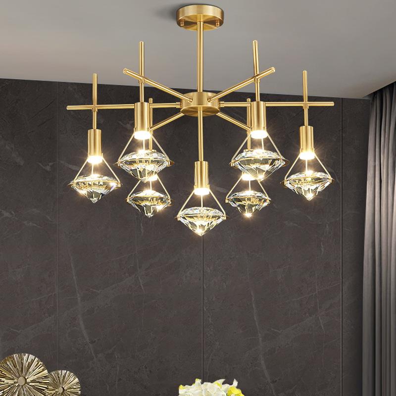 后代水晶餐厅吊灯钻石灯饰艺术HS8815新2现025款轻奢简约创意计师