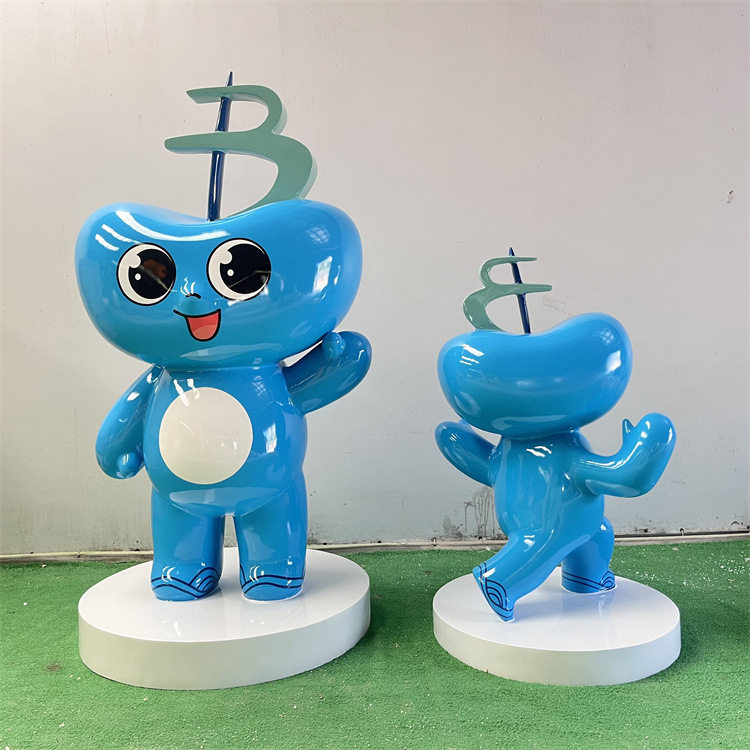 商场美陈玻璃钢雕塑 卡通吉祥物公仔 门店迎宾摆件 防水防晒耐用