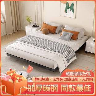 日式 简无约床头悬加浮床架子排骨家用铁艺架床厚单人双人ONG铁架