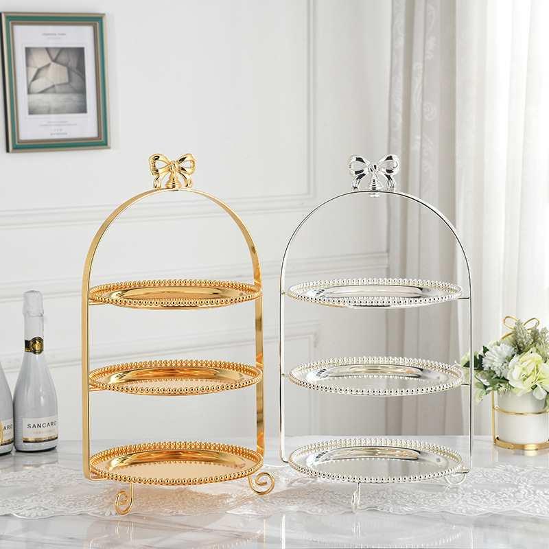 单层两层层蝴蝶结蛋糕架果盘蛋糕盘F87TS7HJ珍三珠盘点心托水水