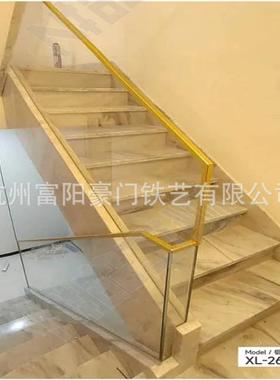 铝合金代简约不锈JPI钢化钢玻璃现玻璃扶手浮悬楼梯玻璃护手