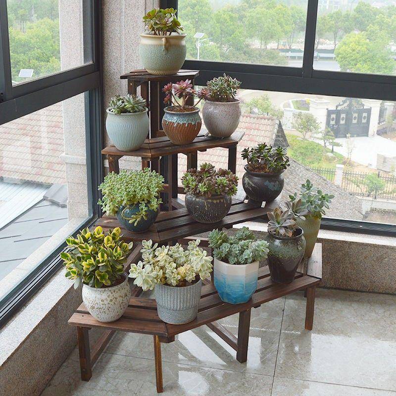 花架多层防腐木IQV转角梯实木三架角墙角子拐室外角阶多肉阳台