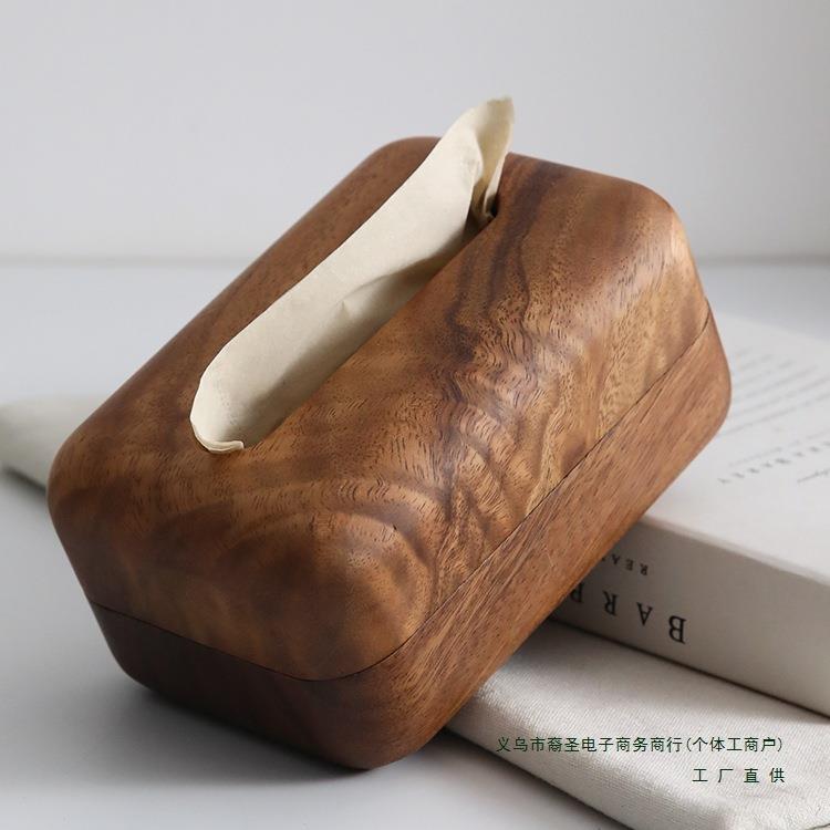 简木质纸约巾盒胡桃巾木家用茶几客厅收730纳抽纸实木盒餐纸盒