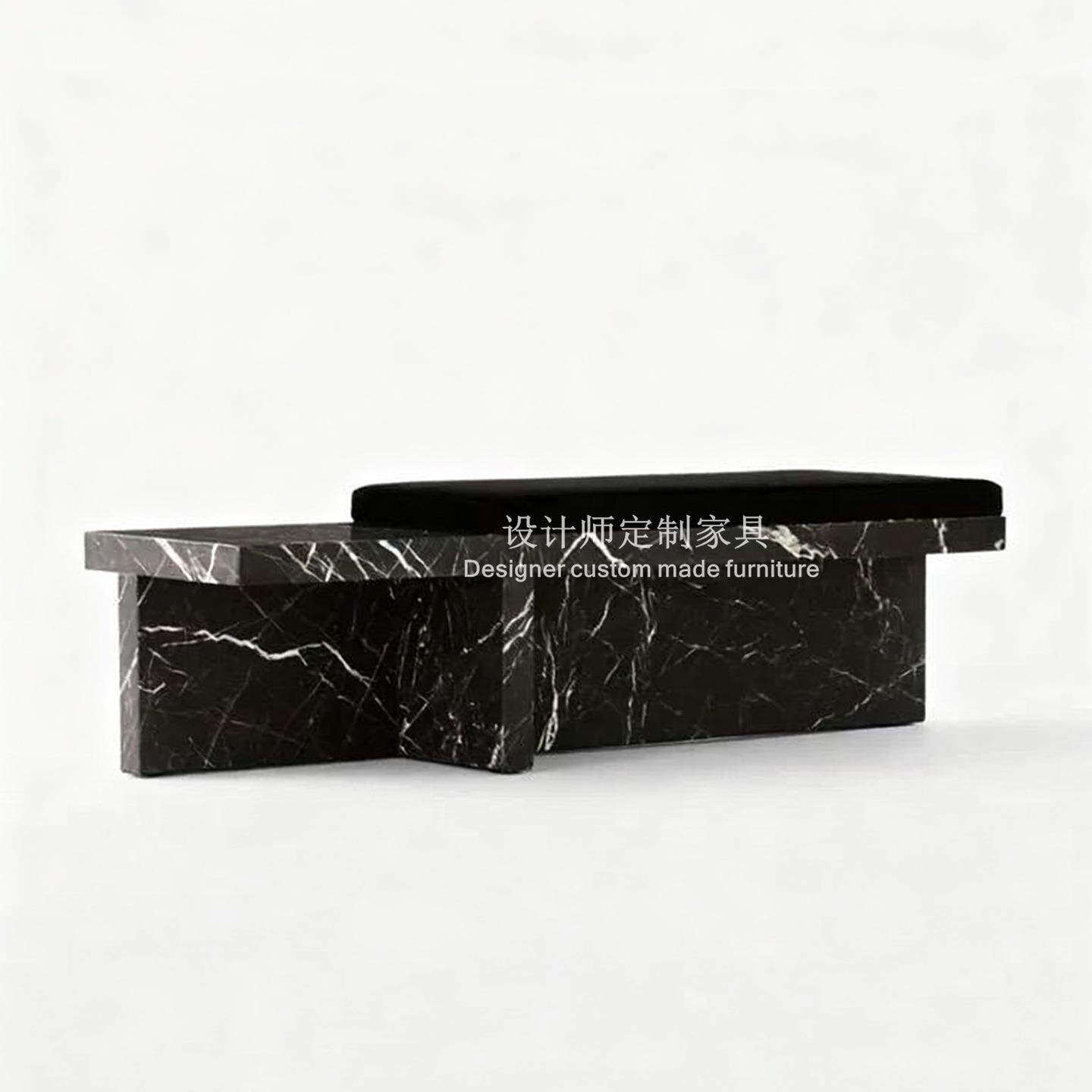 奢理石楼布艺沙发轻凳设计师款长条凳售处无品牌/架空大层观景凳