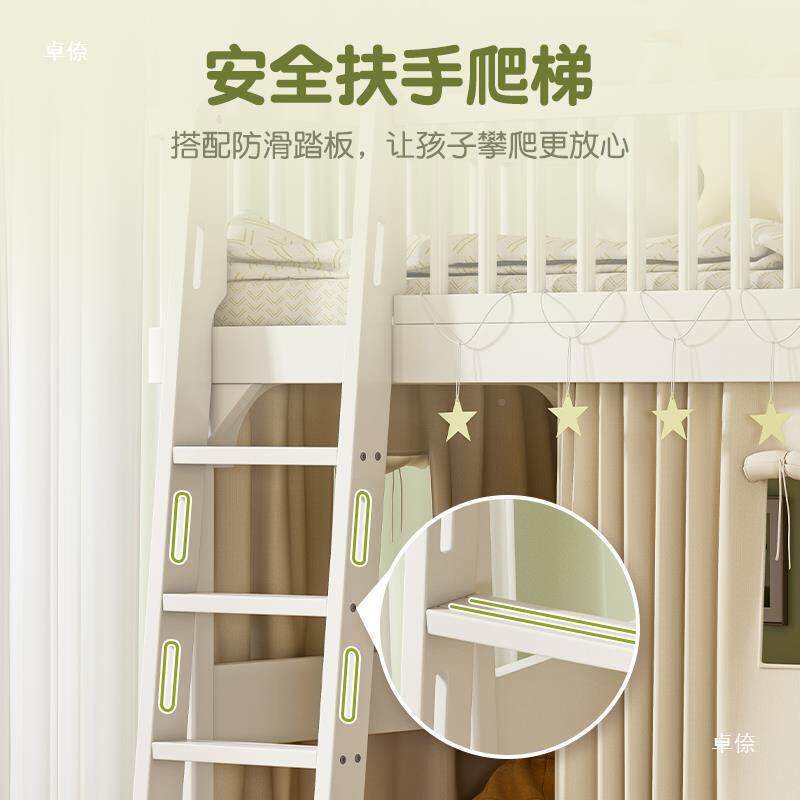 童床半高床美式衣柜一tj#u+%%l体全实儿木床男孩1.5女孩公儿主上