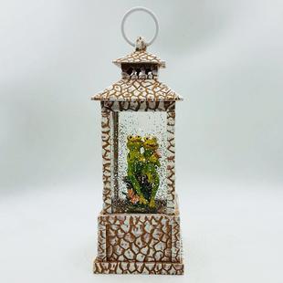 件白桌桦木青灯蛙爱人水晶PAP风灯创意石子水面摆亮灯音乐手提风