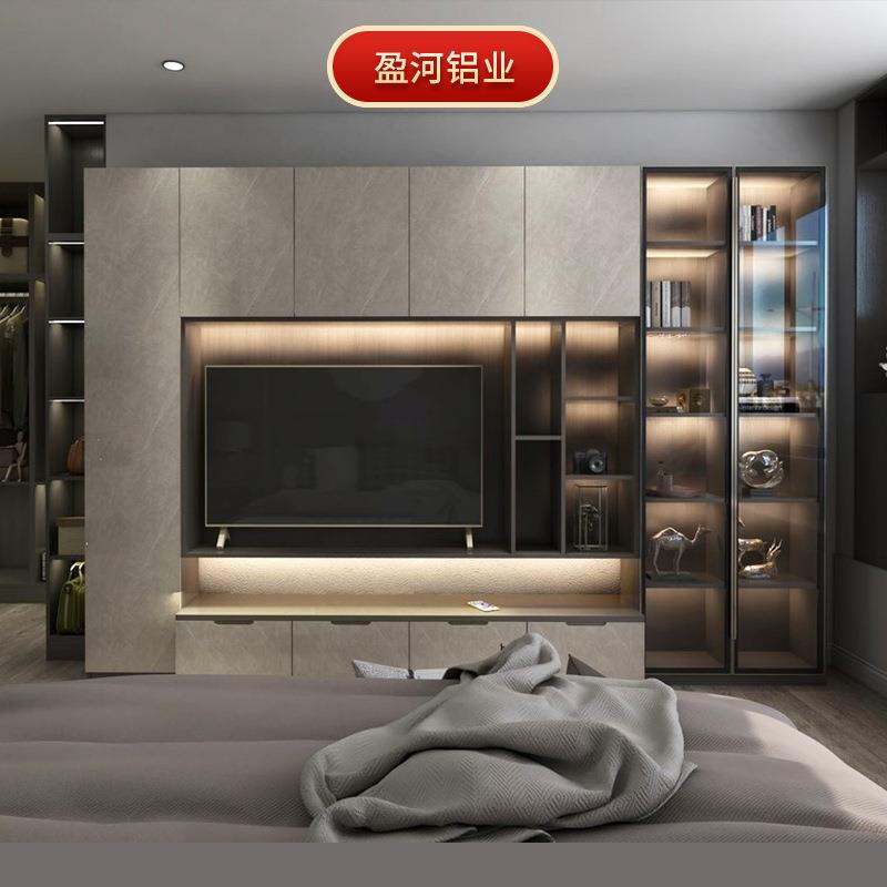 现代铝合金橱柜铝制视电柜全铝具属玻璃门69839餐边金柜家L型大衣