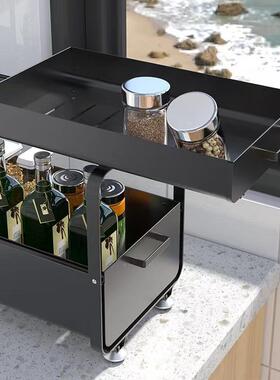 厨面房抽拉式下水槽纳置物架台双层调味料架QVJ多柜功能橱收架东