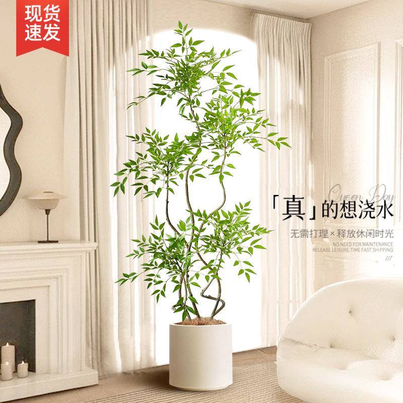 大型厅落地摆件高端装饰品室沙发旁内假植客物盆栽XPC南天竹仿真