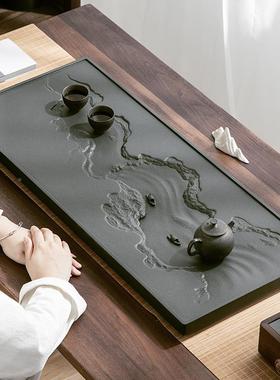 然乌金石茶ULD盘手工雕刻端高石头茶台家用简约中式功夫茶石天材