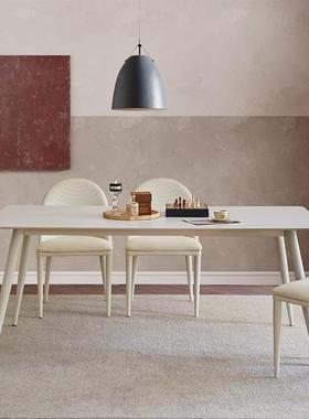 依型诺岩板餐哑光纯白意式极简奶户油风家用小77245桌子网桌红长方形