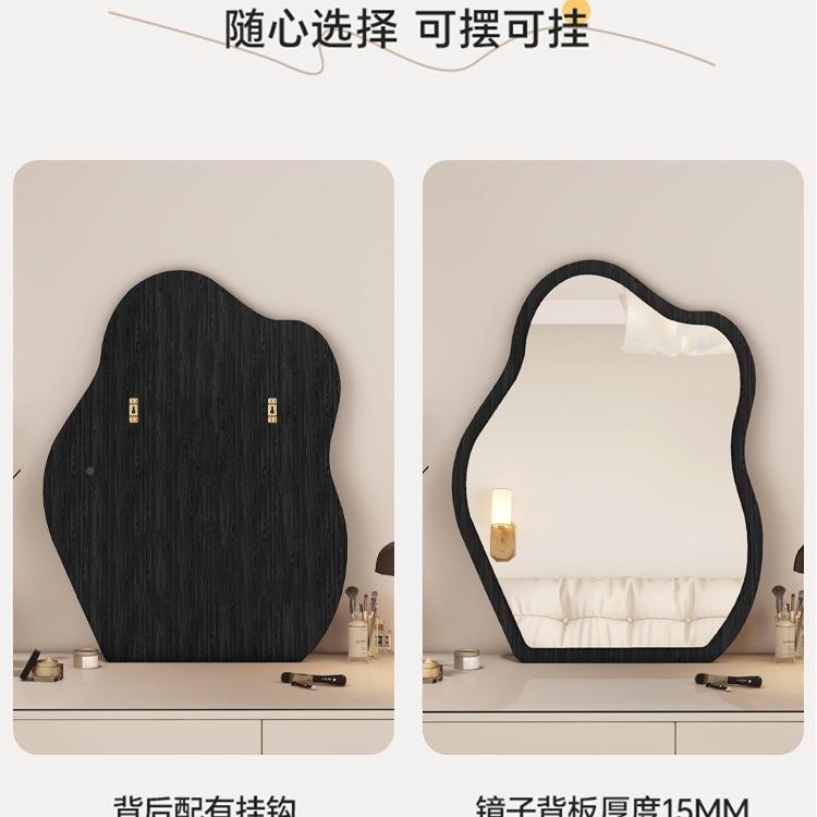 饰中古化妆镜梳妆台子客厅玄关复古装镜可616壁镜挂穿桌面梳妆镜