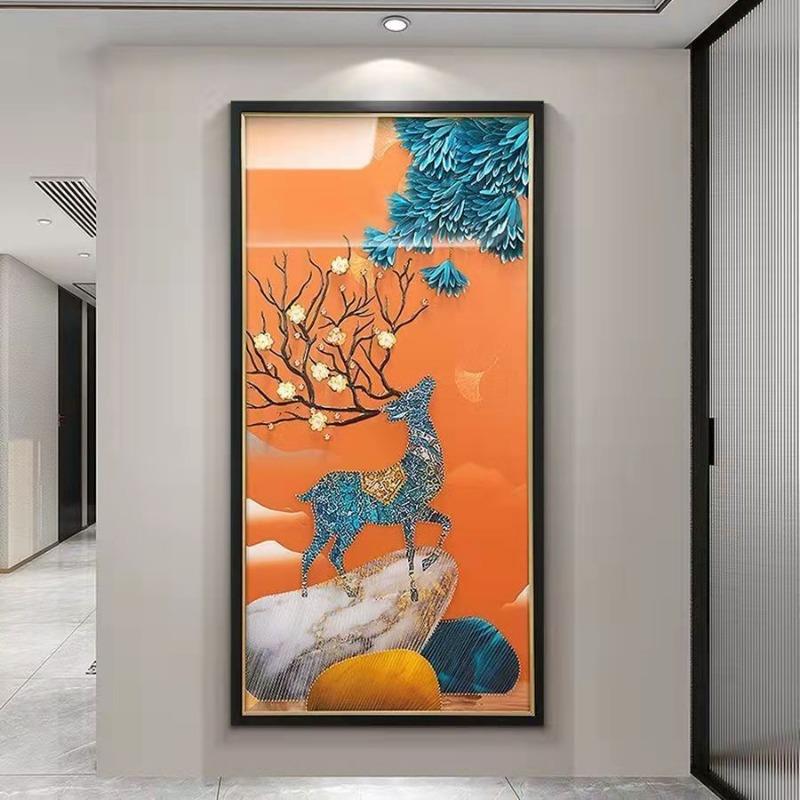 立体实物入户关玄装饰一帆风顺福鹿简约装廊饰画EOO走过道高档壁